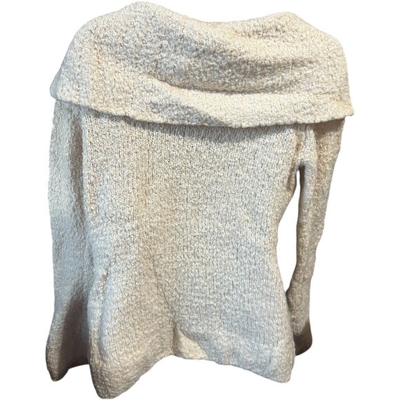 Bebe Sweater off the shoulder or cowl Cream Size L Soft Party Vintage EUC - Picture 3 of 14